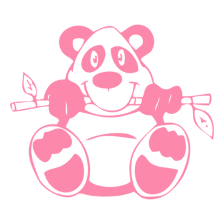 Funny Panda Eating Bamboo Decal (Pink)